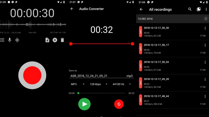 ASR Voice Recorder screenshots