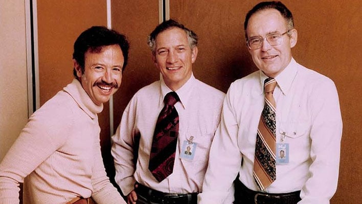 Photo of Andy Grove, Robert Noyce, and Gordon Moore.