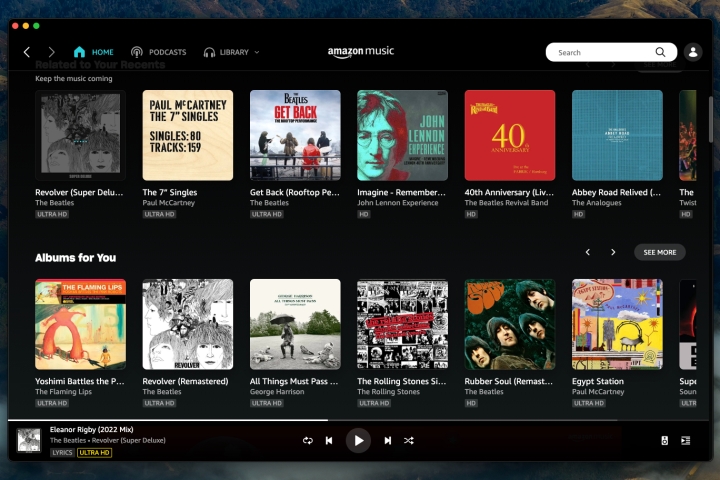 Amazon Music desktop app.