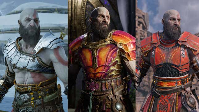 Kratos wearing new tinted armors.