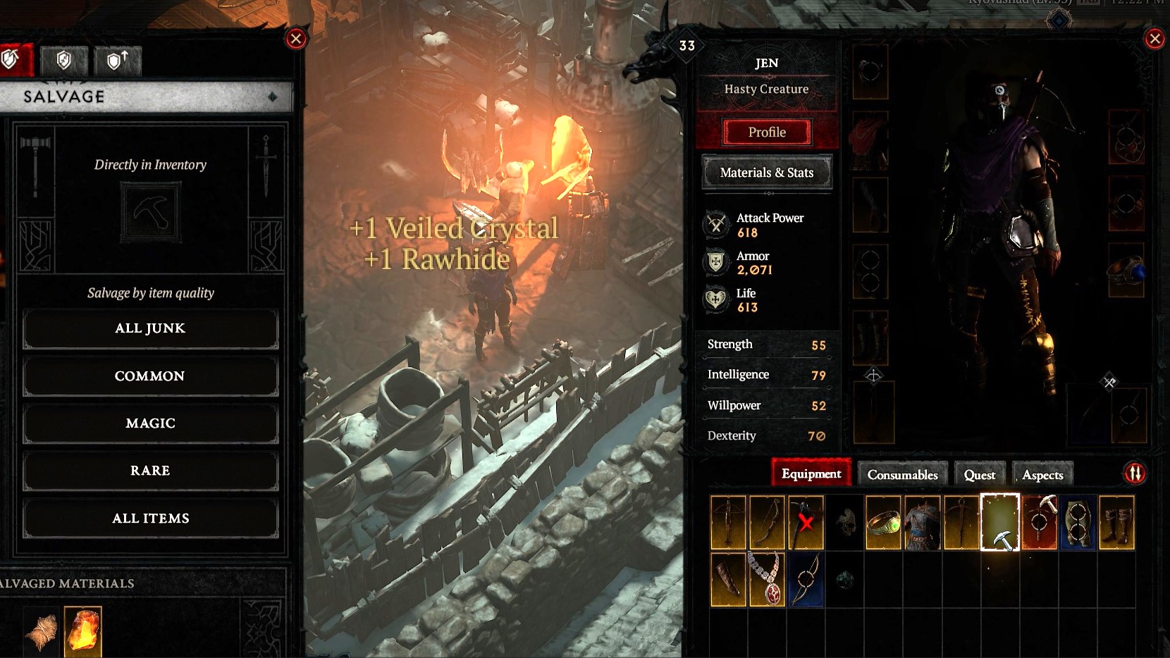 Picture of gems in Diablo 4 inventory
