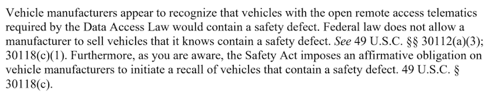 nhtsa letter quote