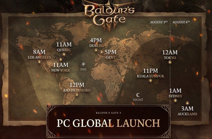 bg3 pc global launch time zones