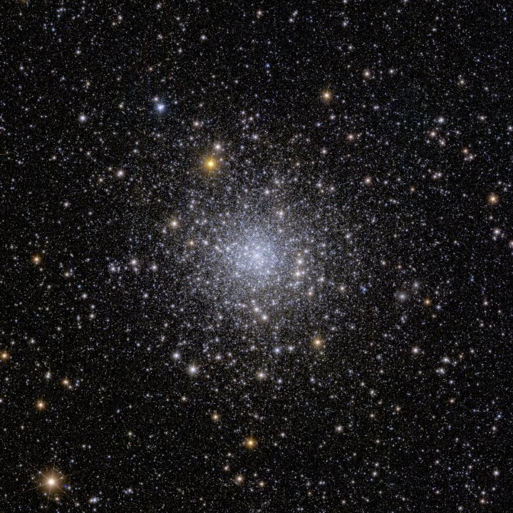 This sparkly image shows Euclid’s view of a globular cluster – a collection of gravitationally bound stars that don’t quite form a galaxy – called NGC 6397. No other telescope can capture an entire globular cluster in a single observation and distinguish so many stars within it.