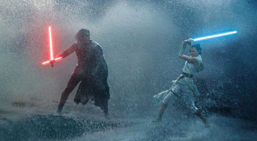 Kylo Ren and Rey in Star Wars: The Rise of Skywalker