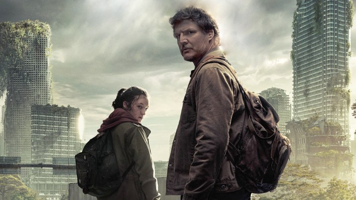 Bella Ramsey and Pedro Pascal as Ellie and Joel looking at the camera in HBO's "The Last of Us."