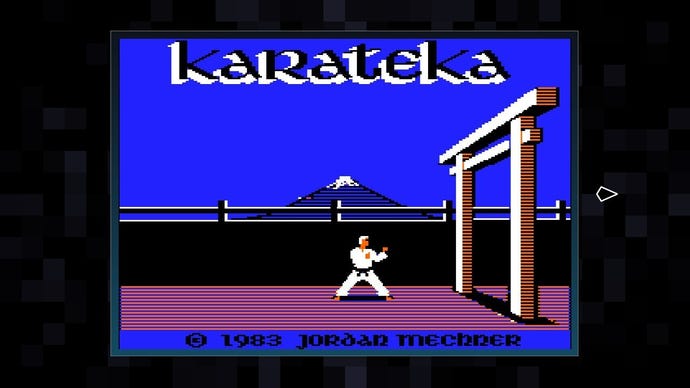 A mockup title screen of Karateka, done by Jordan Mechner before he actually began programming the game.