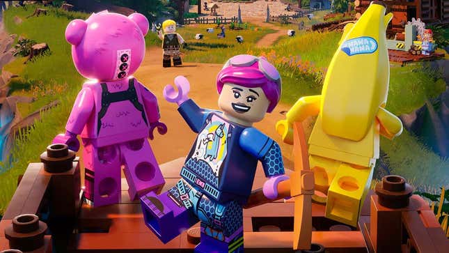 An image shows Lego characters in Fortnite. 