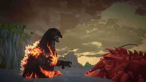 Godzilla fighting Ebirah in Dave the Diver